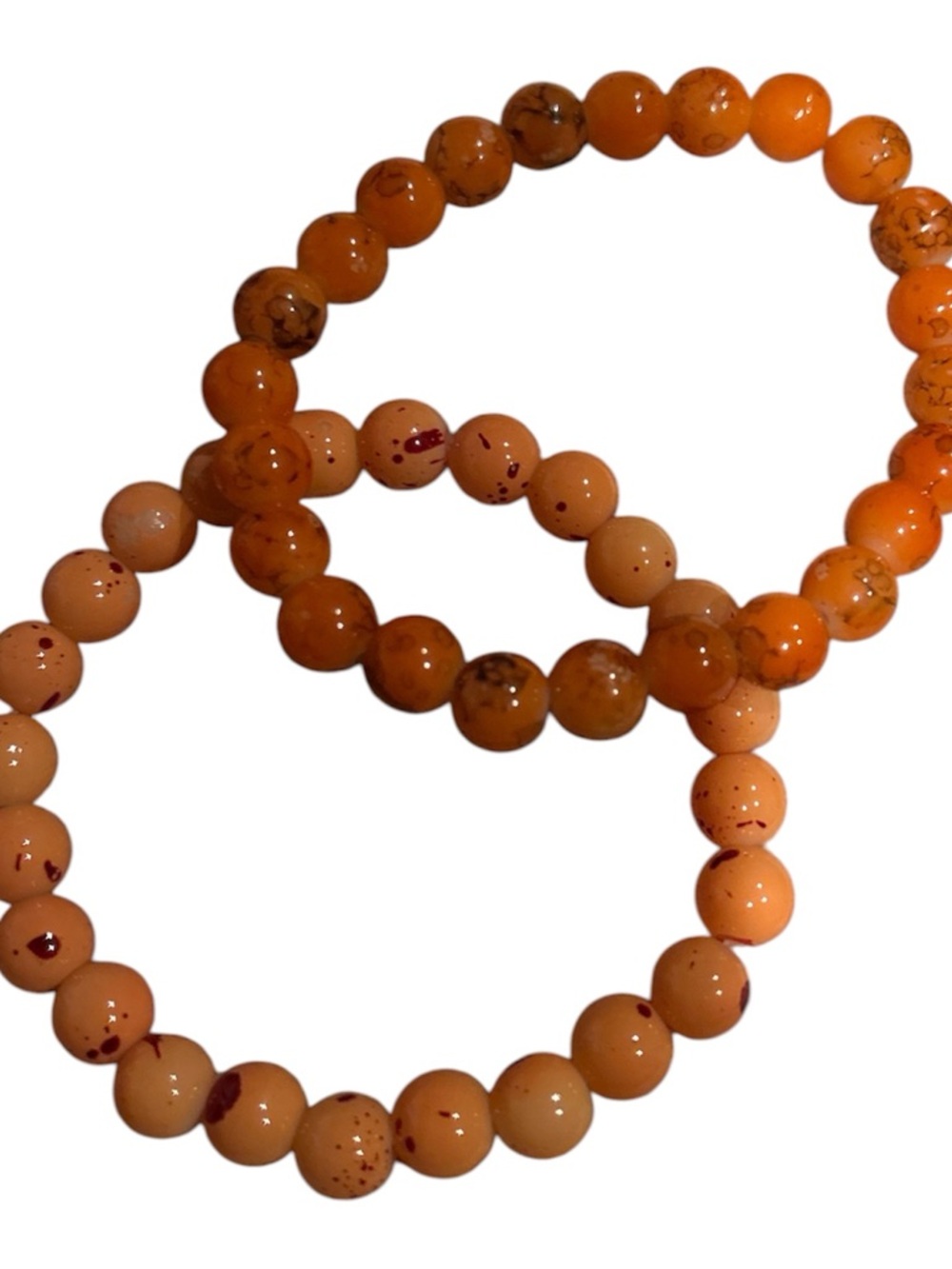 Orange Beaded Stretch Bracelet Set - - Picture 2 of 2